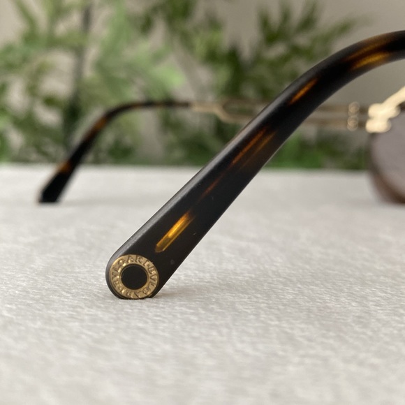 Bvlgari Aviators/Pilot Sunglasses (BV5052, Gold/Brown) - Picture 9 of 16